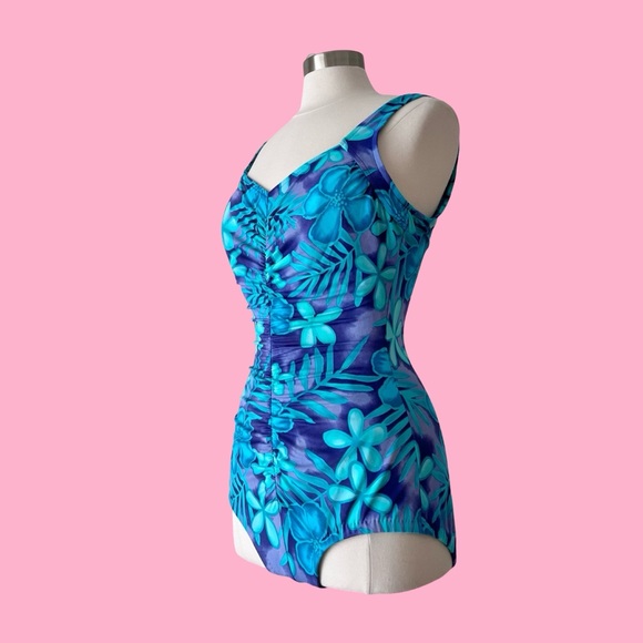 Costume Intero Da Donna Maxine Of Hollywood – Modello A Fascia Convertibile Con Stampa Mediterranea Blu – Copertura Lunga - 5